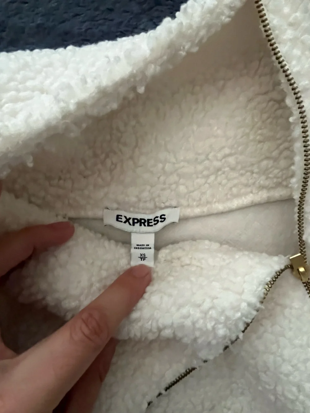 Express Cream Sherpa Zip-Neck Pullover